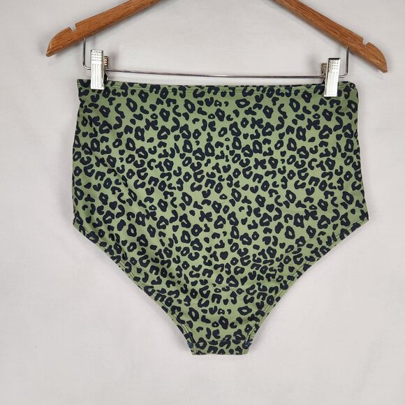 NWT Marina West Two Piece Swimsuit Women's L Olive Black Leopard Bikini UPF 50 - Picture 10 of 13